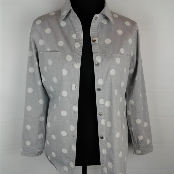 Polka Dot Button Down Long Sleeve Blouse - Picture 1 of 5
